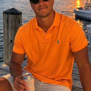 Vintage Polo Ralph Lauren Orange Polo Shirt Blue Pony Classic Fit Men’s M